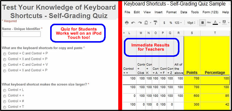 Use a Google Form to create a self-grading quiz