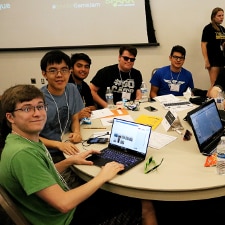 Students sitting outside
