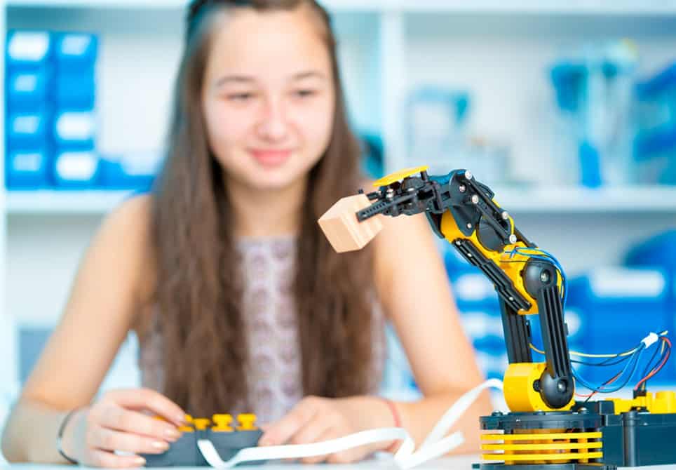 Student with Robot