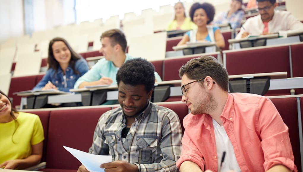 college students in lecture hall