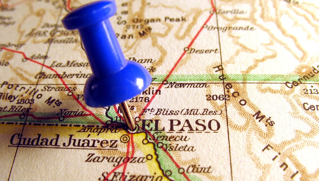 pin sticking out of el paso on a map of the border economy of EPISD