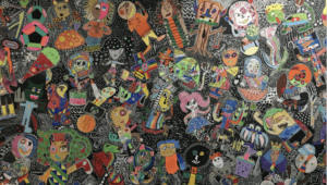 a brightly colored mural at design39campus