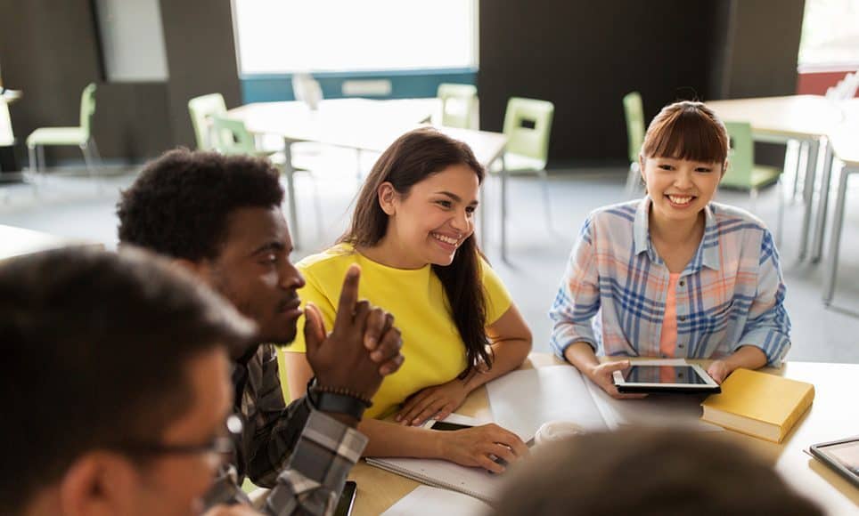 students engaging in discussion