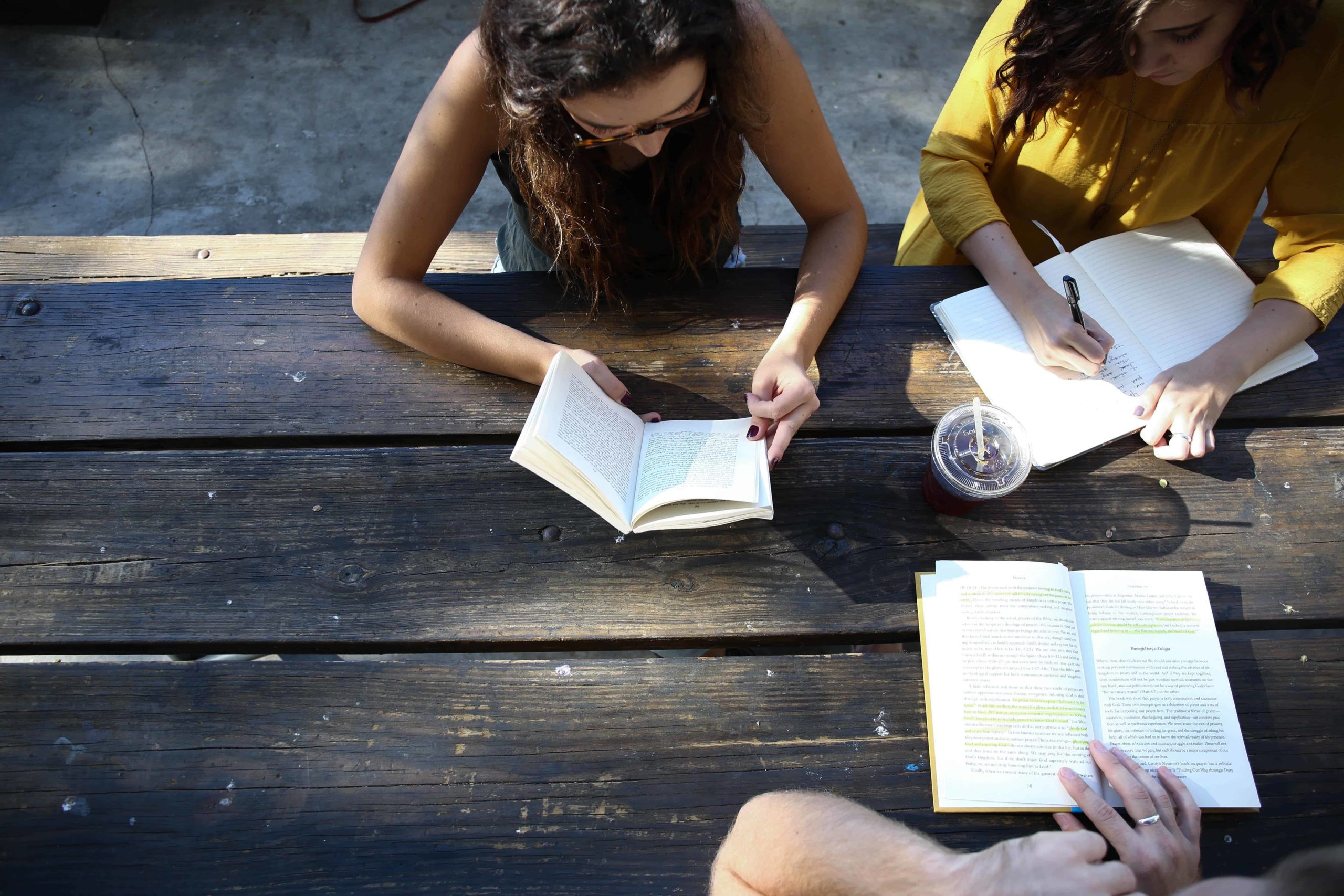 Teenagers studying