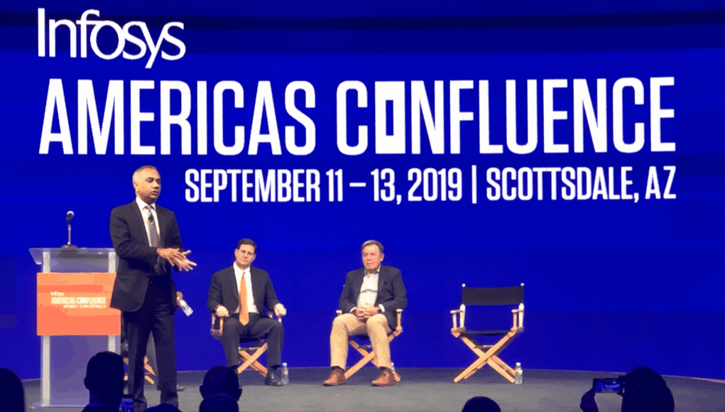 Infosys CEO Salil Parekh with Arizona Governor Doug Ducey and ASU President Michael Crow (TVA)