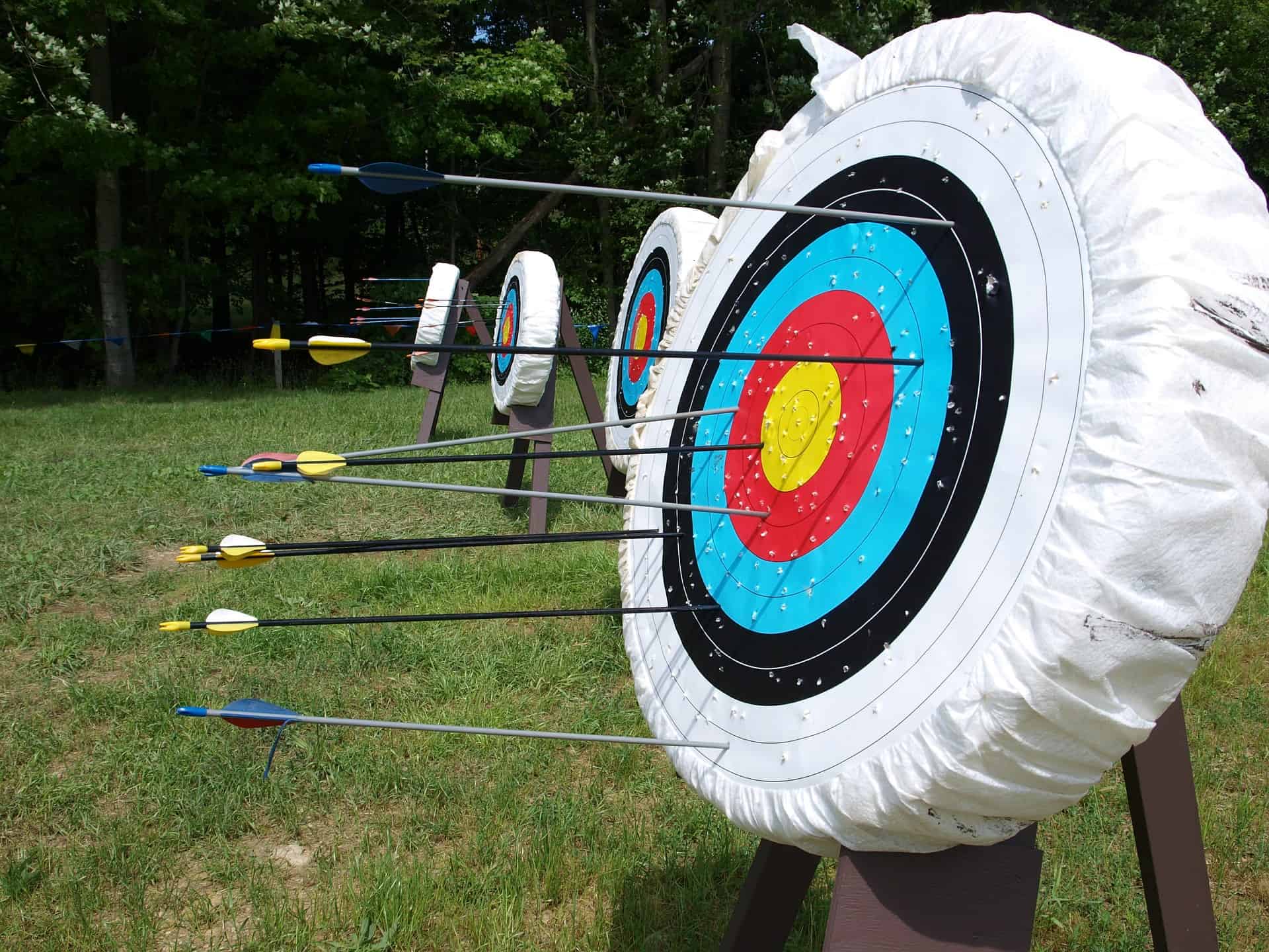 Arrows on archery targets