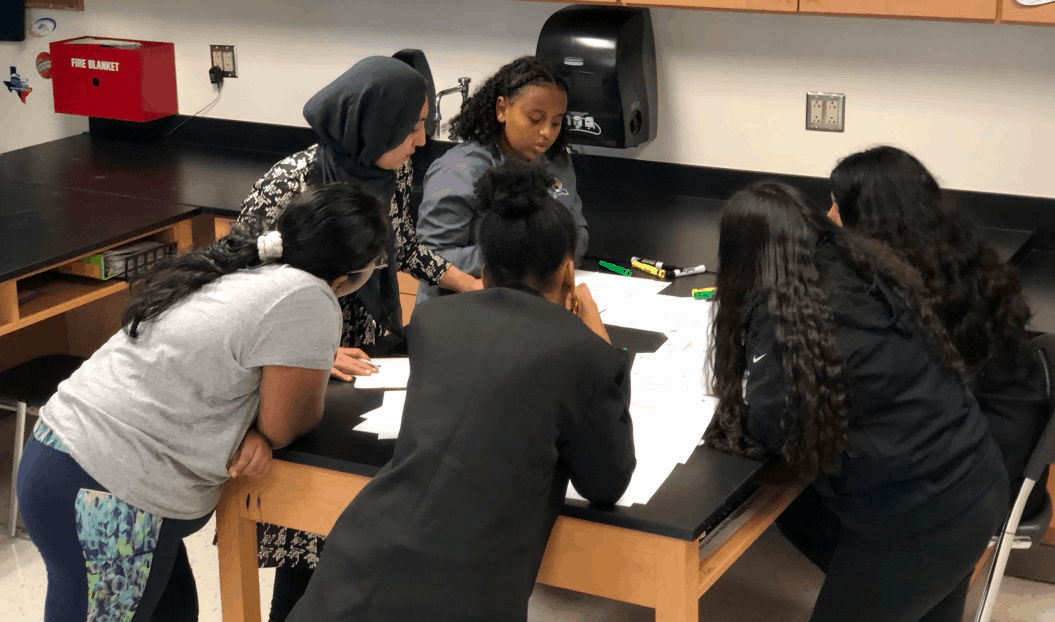 Students at Emmett J Conrad High School, Dallas ISD