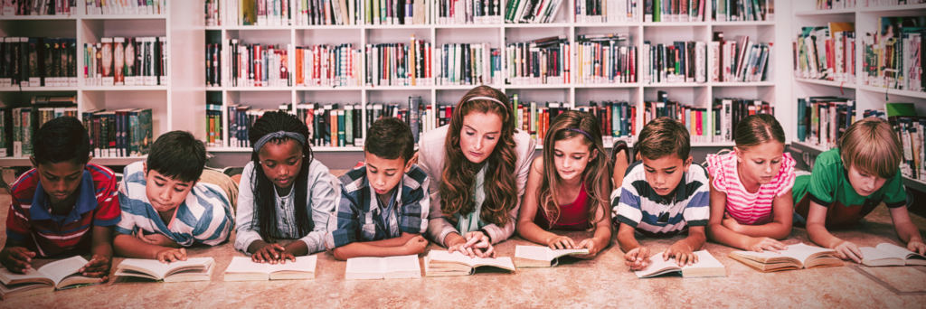 students reading