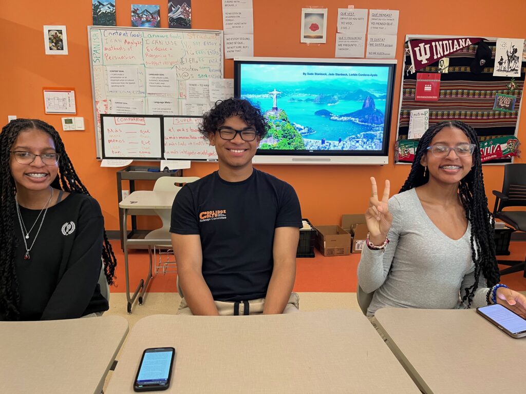 Students participate in the Sustainable Development Goal International Affairs Mock Conference as part of a 10th Grade Capstone pilot (photo courtesy of Jay Glassie)