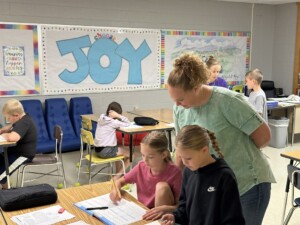 Students at Eastern Hancock Schools are reminded by a sign on the wall of their value: Joy
